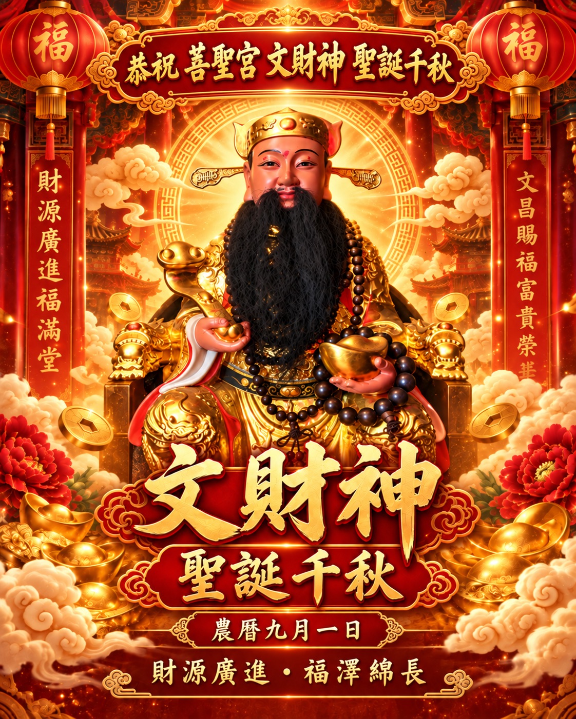 嘉義菩聖宮 文財神聖誕千秋 文華不如簡素 財運到福滿堂 神人一起同慶